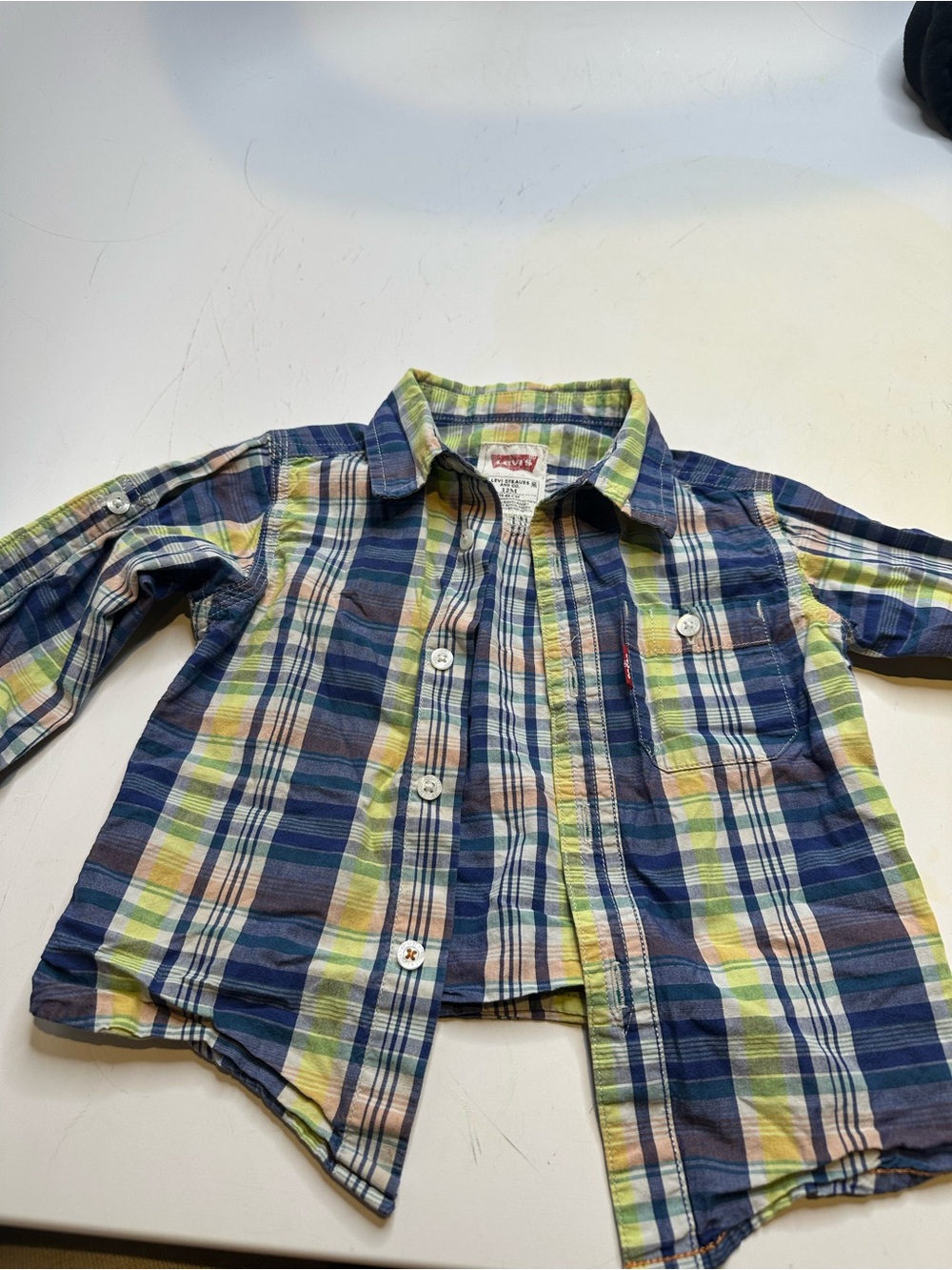 Levi's Boys Plaid Button-Down Shirt - Blue, Green, Yellow